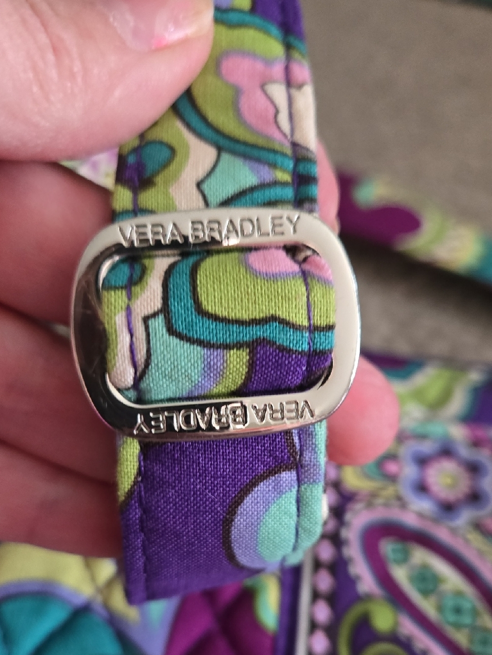 Vera Bradley Purple Teal Floral Quilted Crossbody - Picture 3 of 6